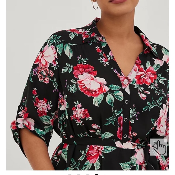 NWT Torrid Georgette Button Up with Tie Tunic Blouse 3 - Picture 3 of 6